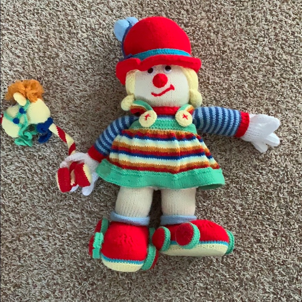 Hand Knitted Girl Clown Doll